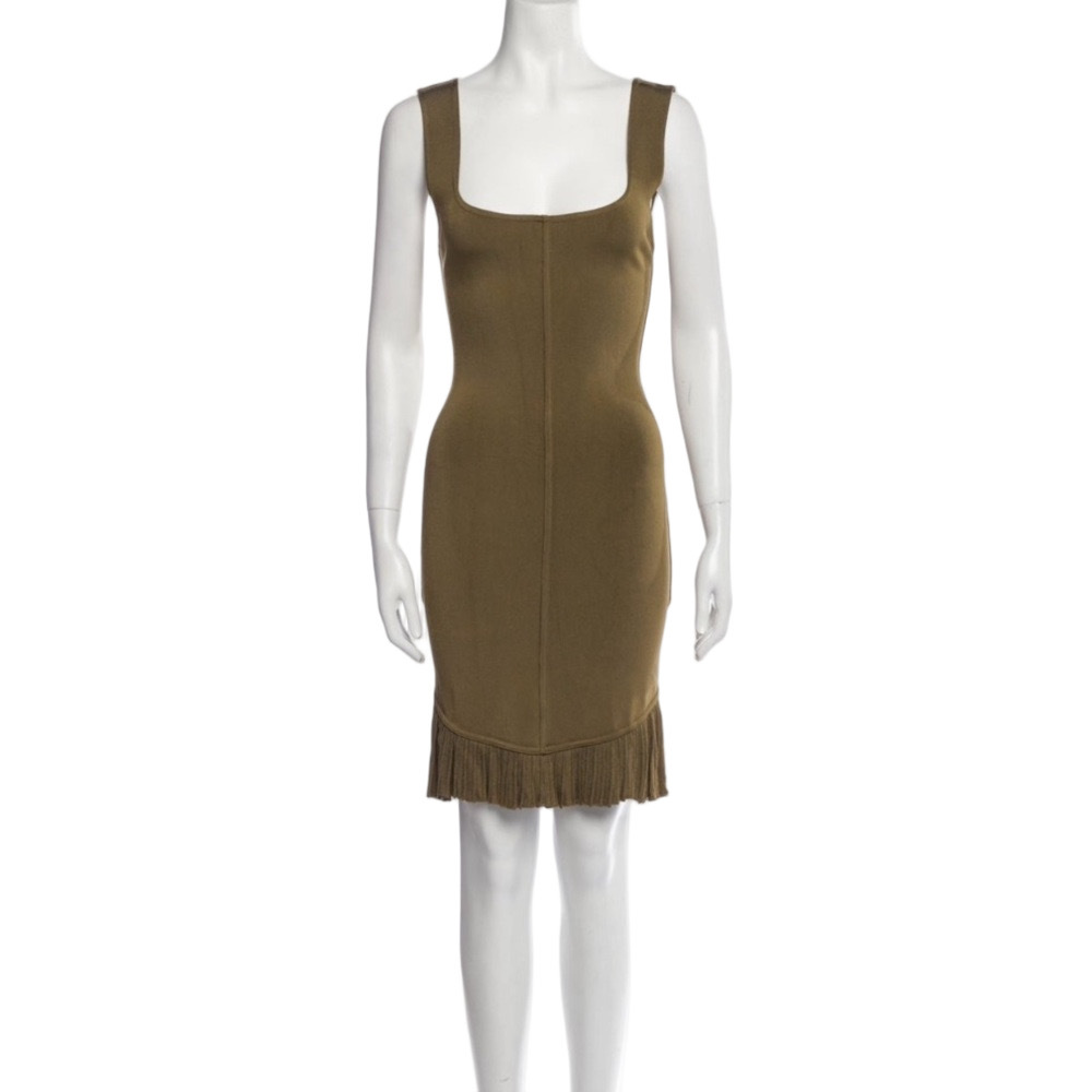 Alaia - Elegant Olive Green Sleeveless Dress